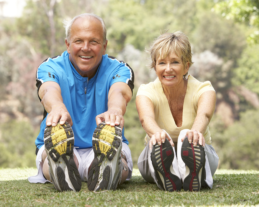 Couple stretching